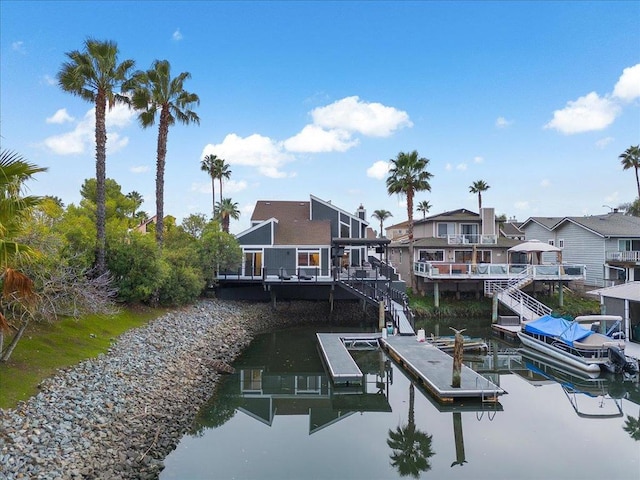 view of dock featuring a water view