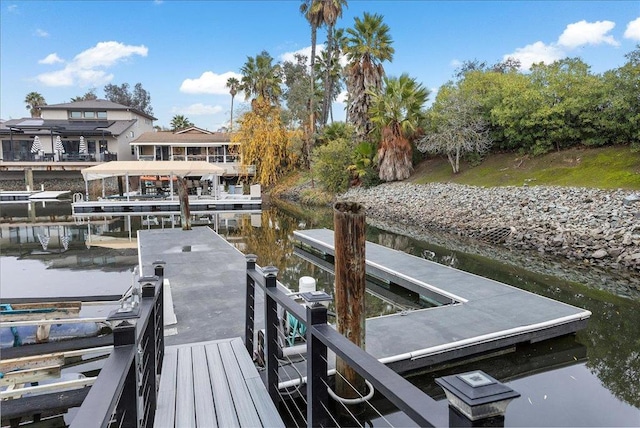 view of dock featuring a water view