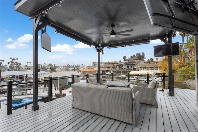 wooden terrace with ceiling fan