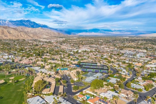 bird's eye view with a mountain view