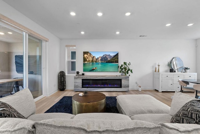 living room featuring light hardwood / wood-style flooring