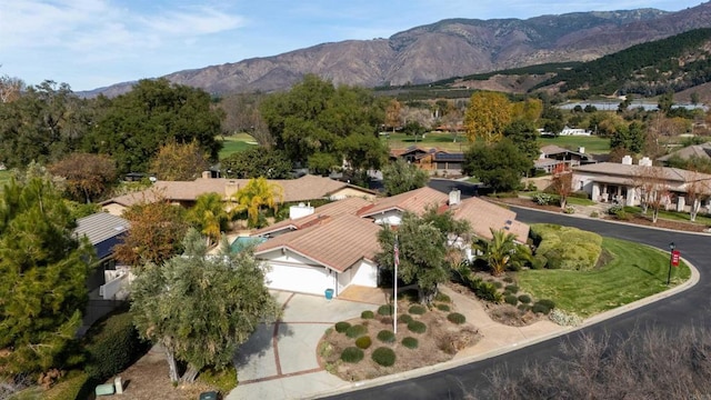 aerial view featuring a mountain view