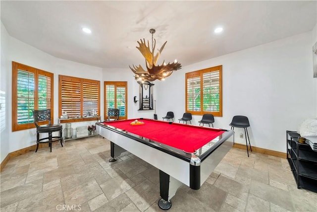 playroom featuring pool table