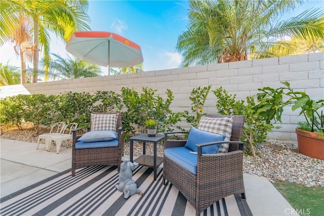 view of patio with a fenced backyard