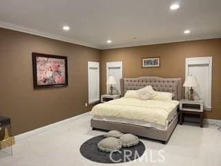 bedroom featuring crown molding