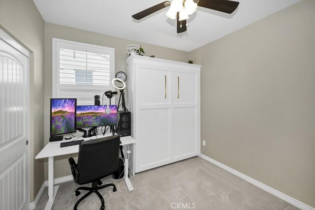 home office featuring ceiling fan