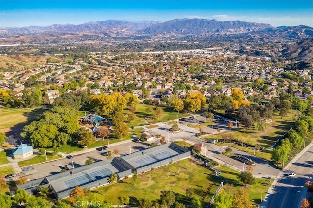 drone / aerial view with a mountain view