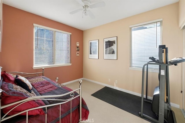 bedroom with carpet and ceiling fan