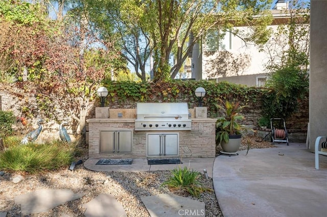 view of patio featuring area for grilling and exterior kitchen