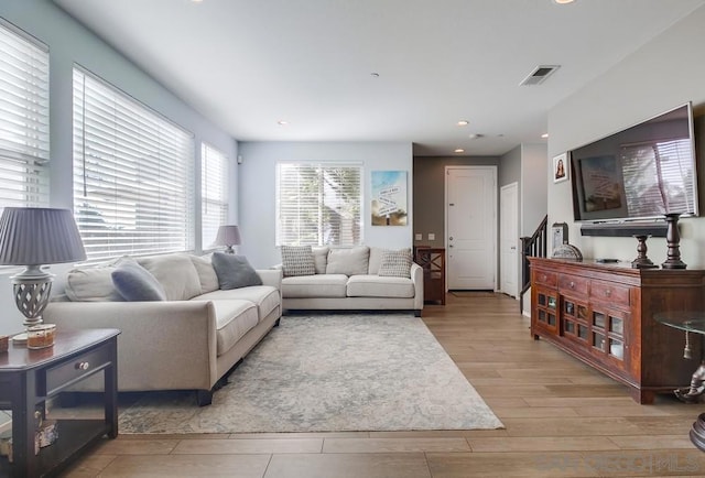 living room featuring light hardwood / wood-style floors