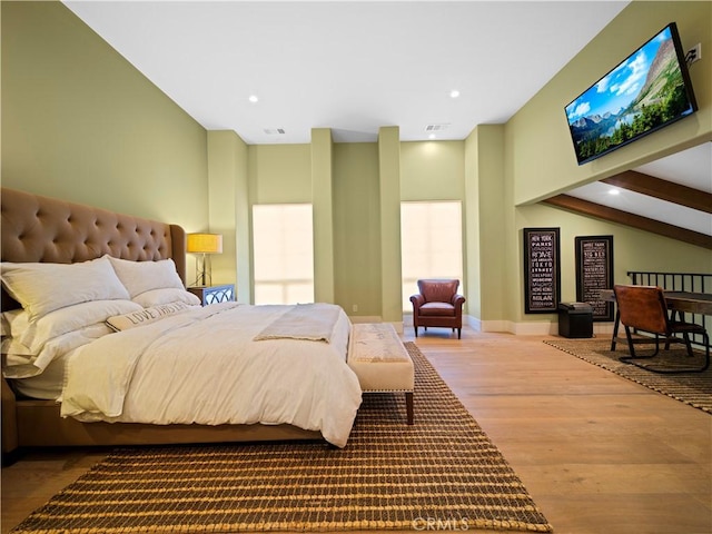 bedroom featuring light wood-type flooring