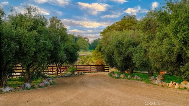 view of community with a rural view