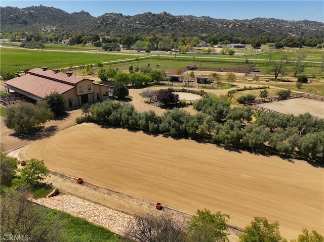 drone / aerial view with a rural view and a mountain view