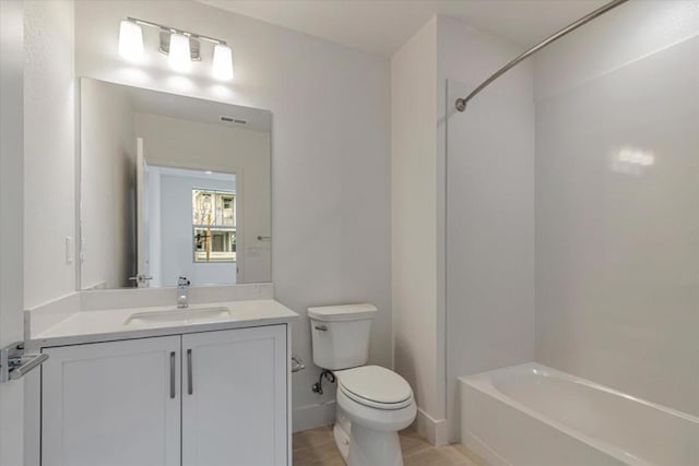 full bathroom featuring tile patterned floors, toilet, vanity, and  shower combination