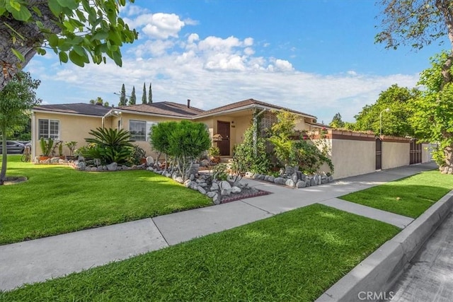 ranch-style house with a front lawn