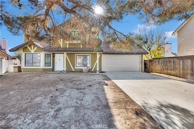 view of front of property featuring a garage