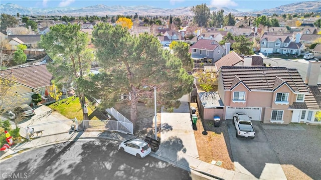 bird's eye view with a mountain view