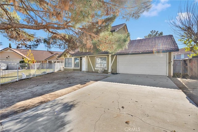 view of front of home with a garage