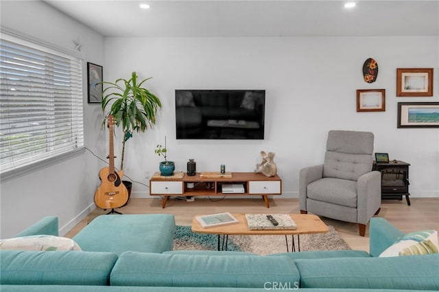 living room featuring light hardwood / wood-style floors