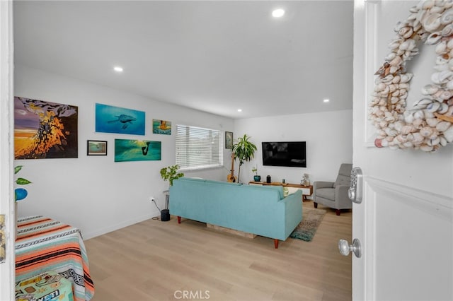 living room featuring light wood-type flooring