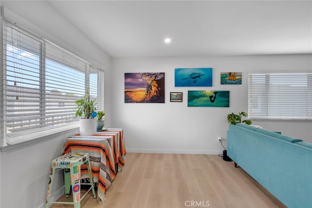 interior space with light hardwood / wood-style floors