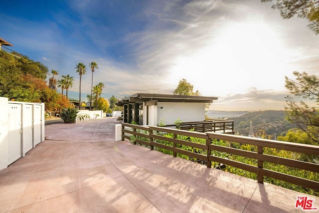 exterior space featuring a mountain view