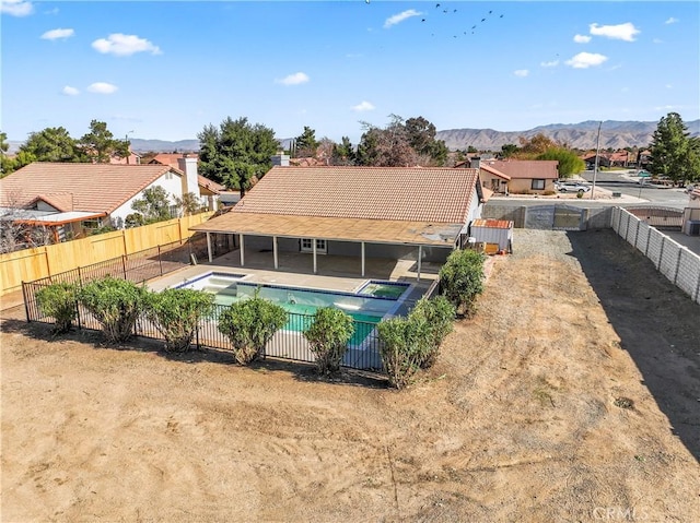 view of pool featuring a mountain view