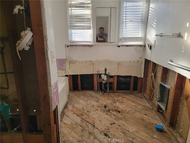 bathroom featuring plenty of natural light and wood-type flooring