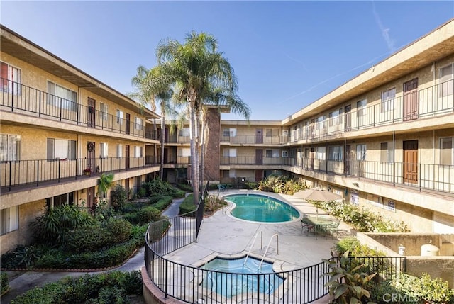 view of pool featuring a patio