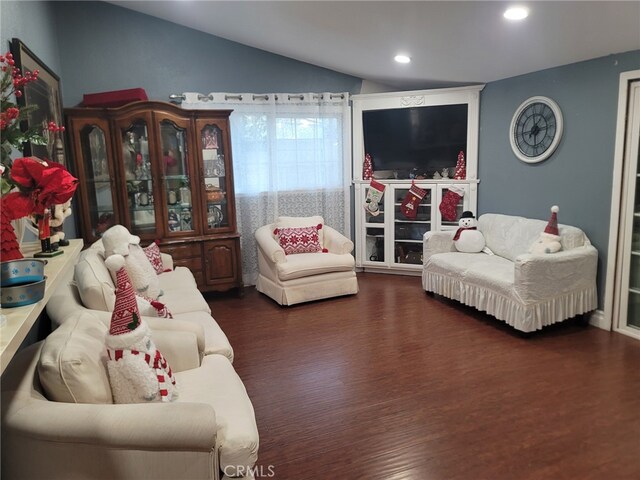 2214 Mark St, Santa Ana, CA 92703 - living area with recessed lighting, wood finished floors, and lofted ceiling