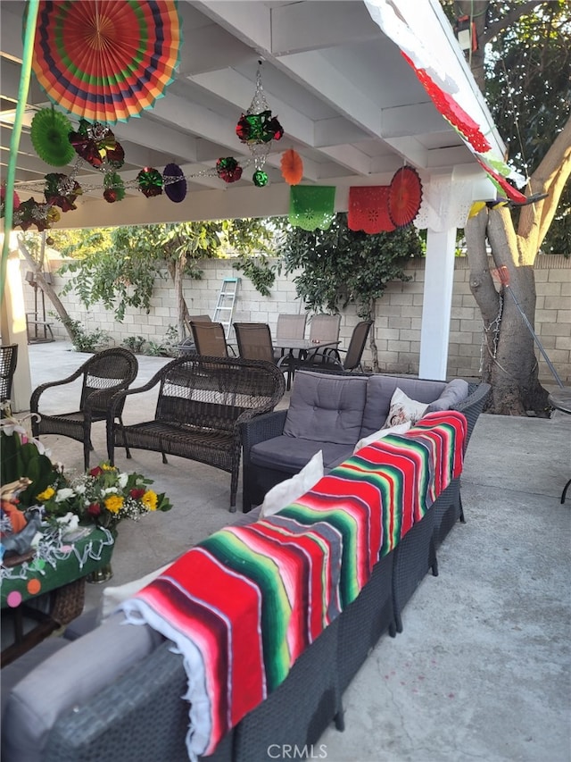 view of patio featuring an outdoor living space