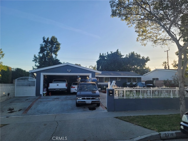 ranch-style home with a garage