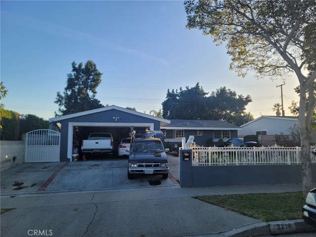 2214 Mark St, Santa Ana, CA 92703 - single story home with a gate, driveway, a garage, and a fenced front yard