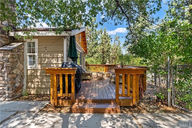 deck featuring area for grilling