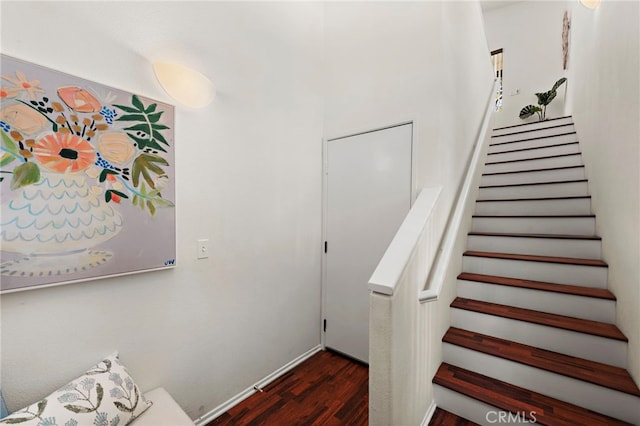 stairs featuring wood-type flooring