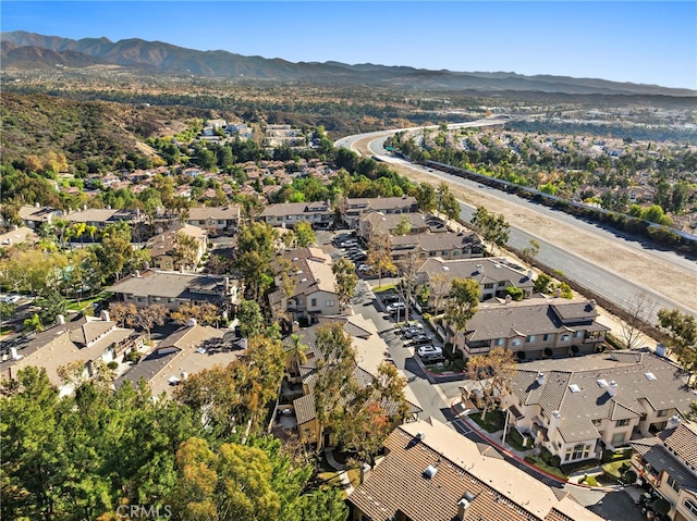 drone / aerial view with a mountain view