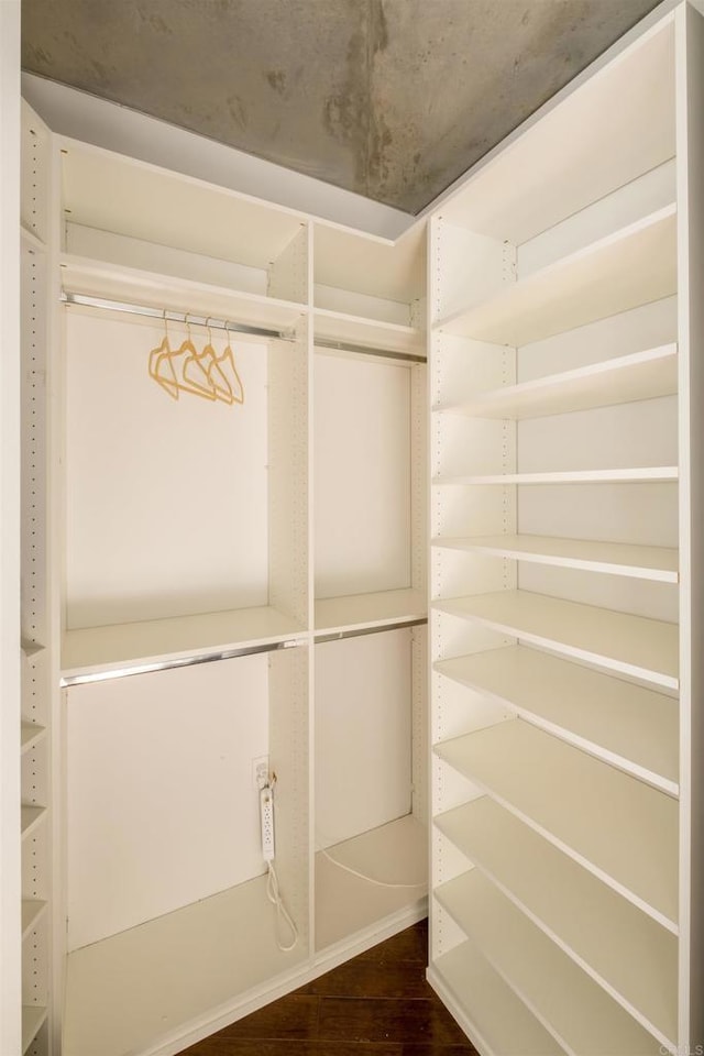 walk in closet featuring dark hardwood / wood-style flooring