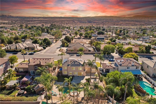 view of aerial view at dusk