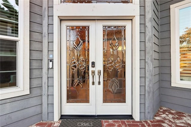 doorway to property with french doors