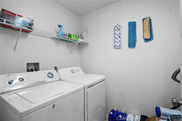 clothes washing area featuring independent washer and dryer