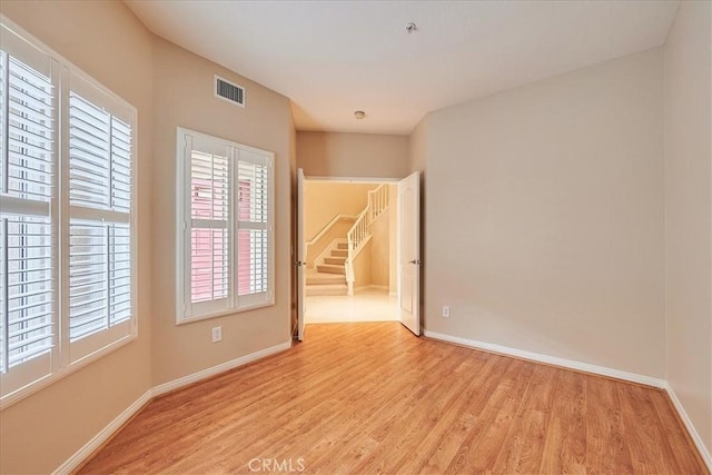 empty room featuring light wood-type flooring