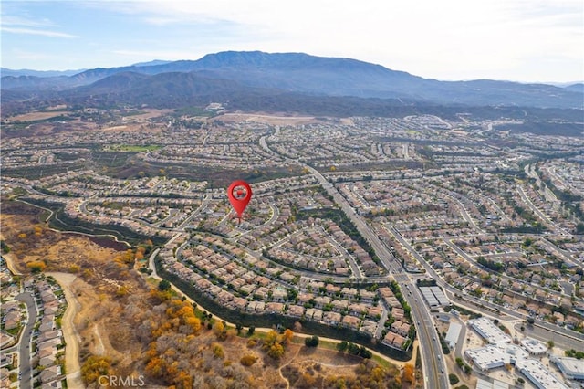 drone / aerial view with a mountain view