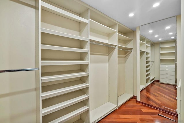 walk in closet featuring wood-type flooring