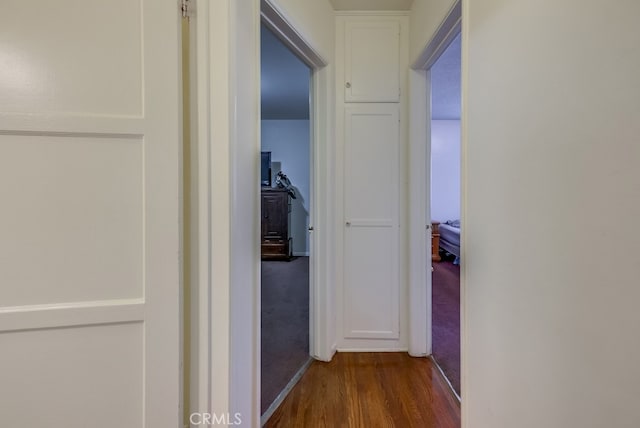 hallway featuring dark hardwood / wood-style floors