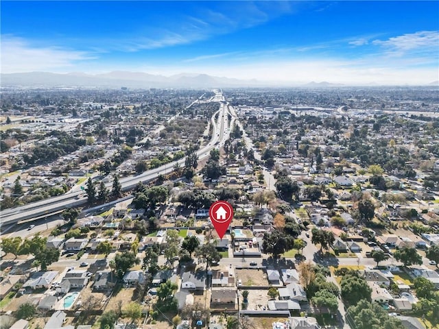 aerial view with a mountain view