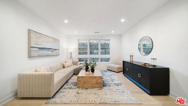 living room featuring light hardwood / wood-style floors