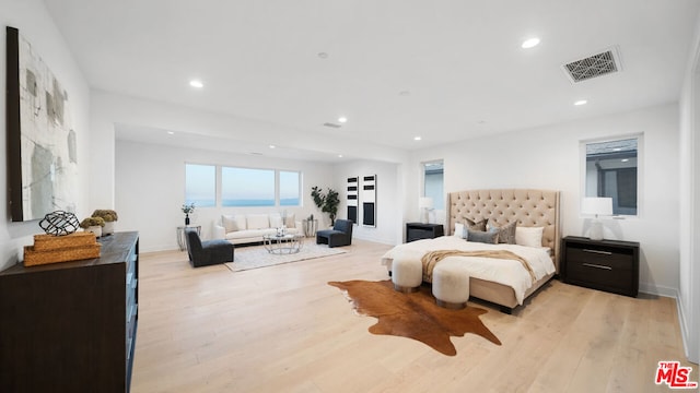 bedroom featuring light wood-type flooring