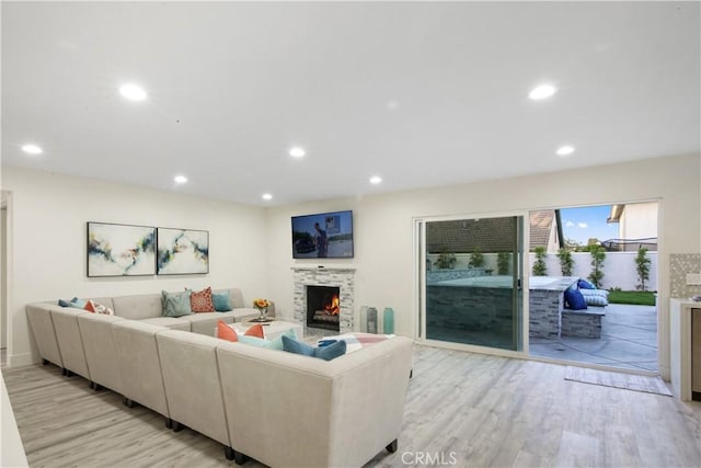 living room featuring light wood-type flooring