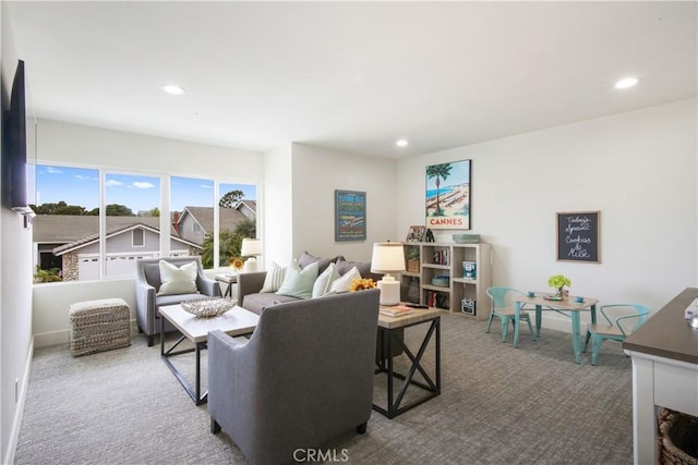 living room featuring carpet floors