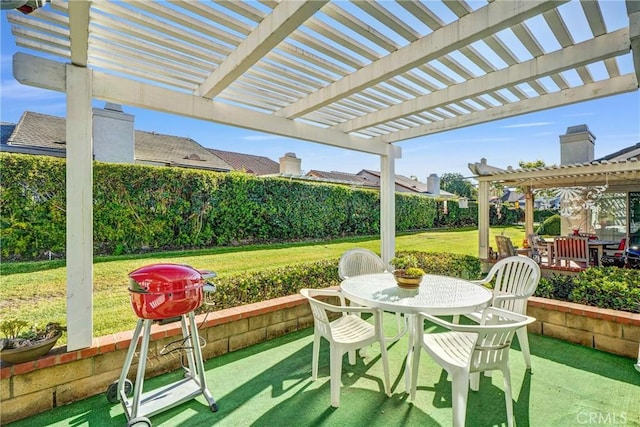 view of patio / terrace featuring outdoor dining area and a pergola